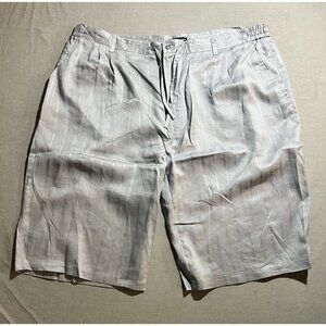 Delf Collection Shorts Mens 47 Gray Linen Drawstrings Pocketed‎ Zip Button Men.